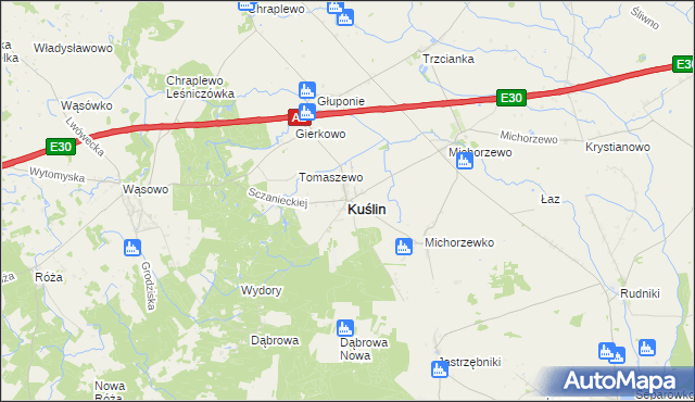 mapa Kuślin, Kuślin na mapie Targeo