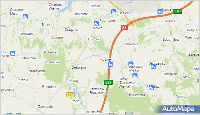 mapa Kuśnie, Kuśnie na mapie Targeo