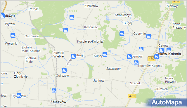 mapa Kuszyn, Kuszyn na mapie Targeo