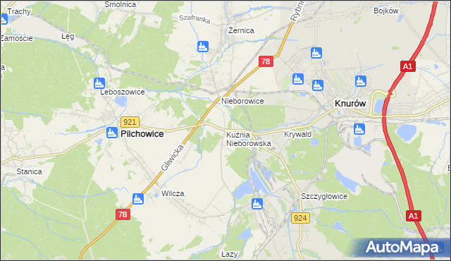 mapa Kuźnia Nieborowska, Kuźnia Nieborowska na mapie Targeo