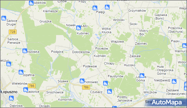 mapa Kuźniaki, Kuźniaki na mapie Targeo