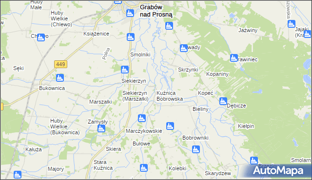 mapa Kuźnica Bobrowska, Kuźnica Bobrowska na mapie Targeo