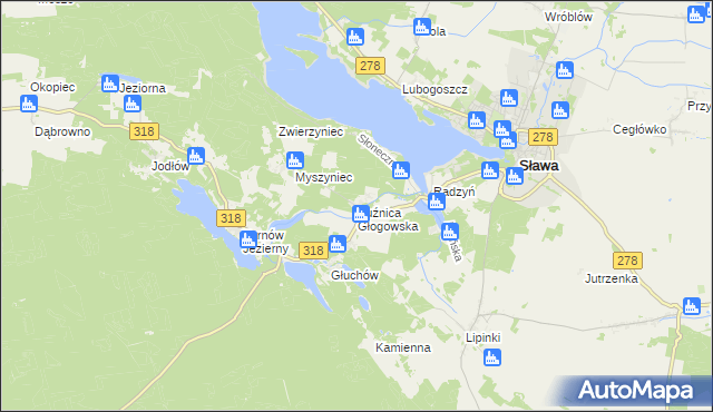 mapa Kuźnica Głogowska, Kuźnica Głogowska na mapie Targeo