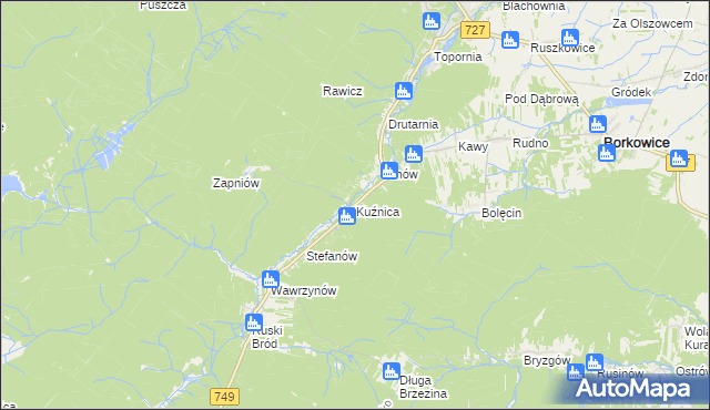 mapa Kuźnica gmina Przysucha, Kuźnica gmina Przysucha na mapie Targeo