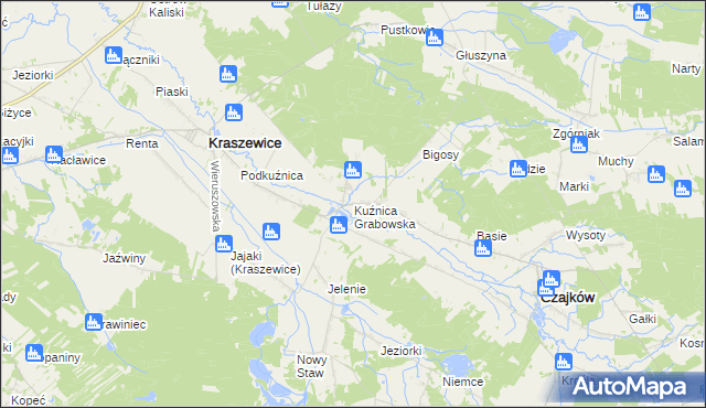 mapa Kuźnica Grabowska, Kuźnica Grabowska na mapie Targeo