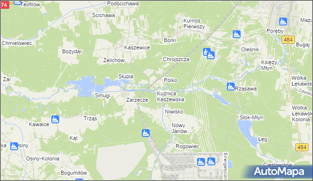 mapa Kuźnica Kaszewska, Kuźnica Kaszewska na mapie Targeo