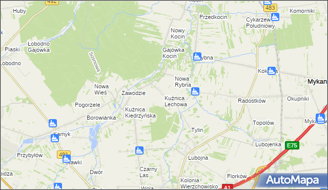 mapa Kuźnica Lechowa, Kuźnica Lechowa na mapie Targeo