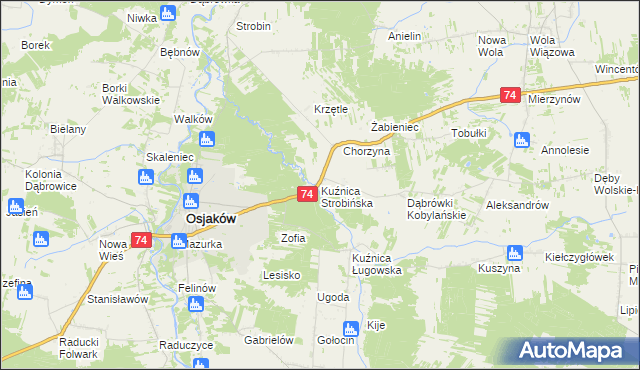 mapa Kuźnica Strobińska, Kuźnica Strobińska na mapie Targeo