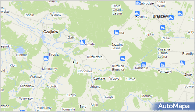 mapa Kuźnica Zagrzebska, Kuźnica Zagrzebska na mapie Targeo