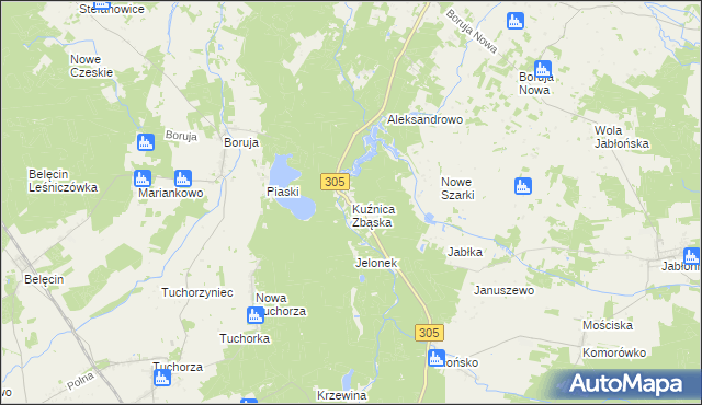 mapa Kuźnica Zbąska, Kuźnica Zbąska na mapie Targeo