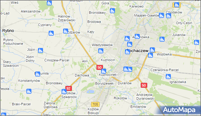 mapa Kuznocin gmina Sochaczew, Kuznocin gmina Sochaczew na mapie Targeo