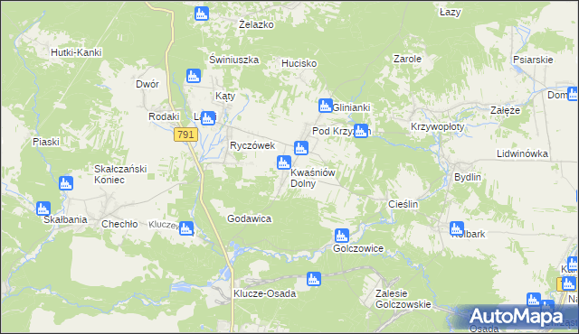 mapa Kwaśniów Dolny, Kwaśniów Dolny na mapie Targeo