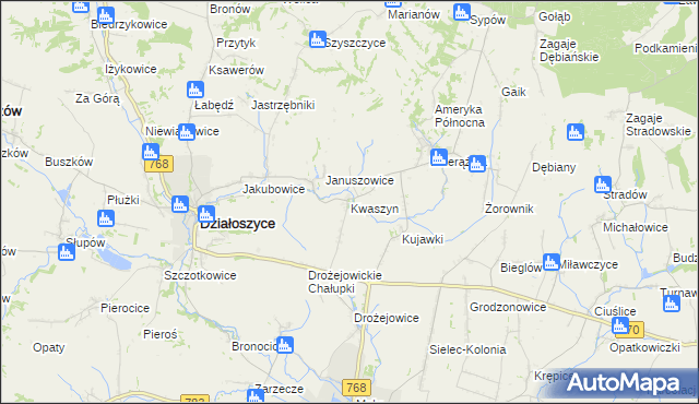 mapa Kwaszyn, Kwaszyn na mapie Targeo