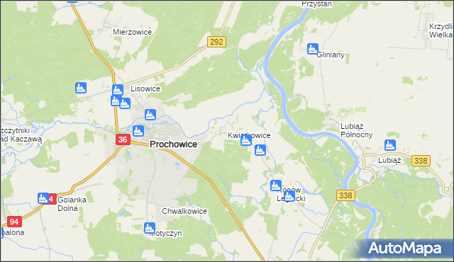 mapa Kwiatkowice gmina Prochowice, Kwiatkowice gmina Prochowice na mapie Targeo