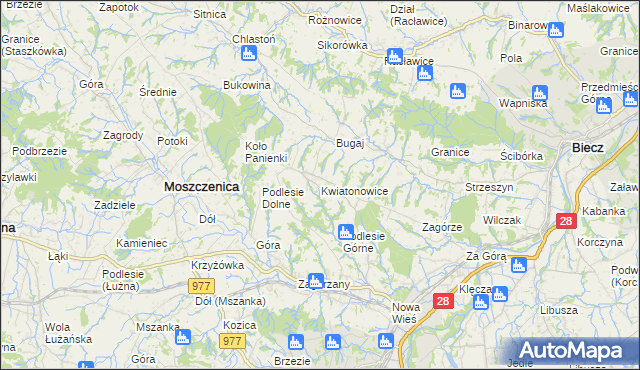 mapa Kwiatonowice, Kwiatonowice na mapie Targeo