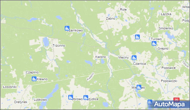 mapa Kwisno, Kwisno na mapie Targeo