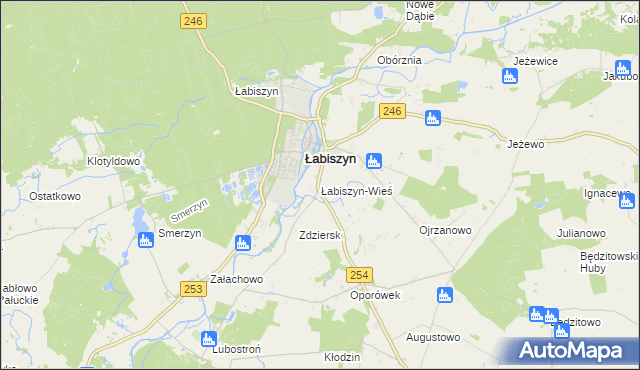 mapa Łabiszyn-Wieś, Łabiszyn-Wieś na mapie Targeo