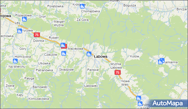 mapa Łabowa, Łabowa na mapie Targeo