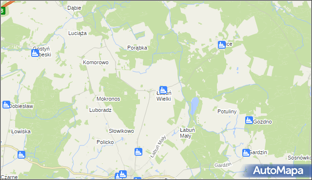 mapa Łabuń Wielki, Łabuń Wielki na mapie Targeo