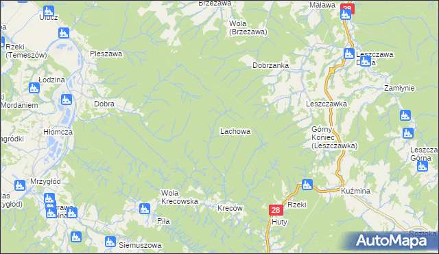 mapa Lachowa, Lachowa na mapie Targeo