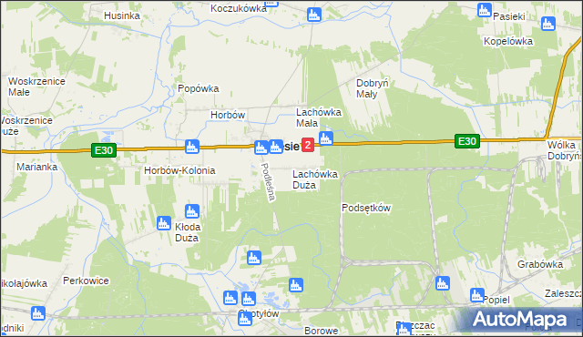 mapa Lachówka Duża, Lachówka Duża na mapie Targeo