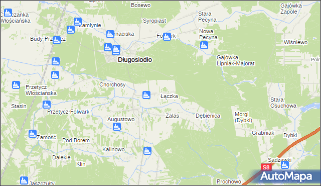 mapa Łączka gmina Długosiodło, Łączka gmina Długosiodło na mapie Targeo