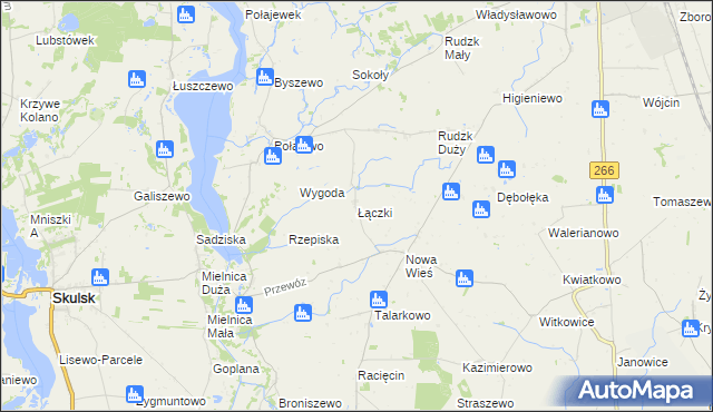 mapa Łączki gmina Piotrków Kujawski, Łączki gmina Piotrków Kujawski na mapie Targeo