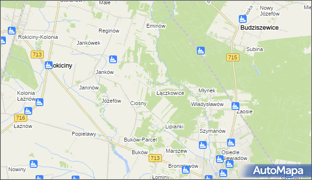 mapa Łączkowice gmina Ujazd, Łączkowice gmina Ujazd na mapie Targeo