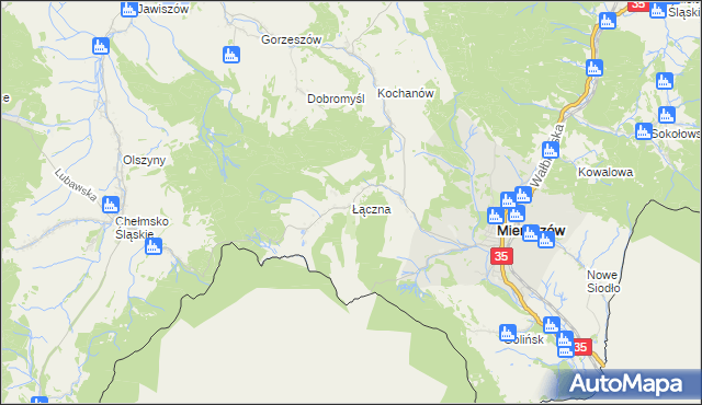 mapa Łączna gmina Mieroszów, Łączna gmina Mieroszów na mapie Targeo