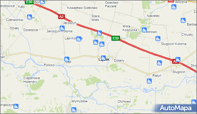 mapa Lądek powiat słupecki, Lądek powiat słupecki na mapie Targeo