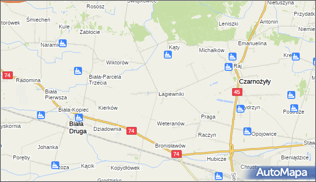 mapa Łagiewniki gmina Czarnożyły, Łagiewniki gmina Czarnożyły na mapie Targeo