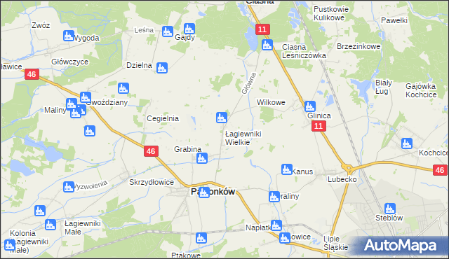 mapa Łagiewniki Wielkie, Łagiewniki Wielkie na mapie Targeo