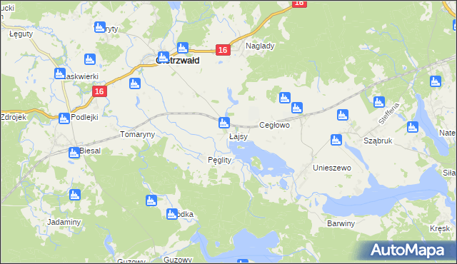 mapa Łajsy gmina Gietrzwałd, Łajsy gmina Gietrzwałd na mapie Targeo