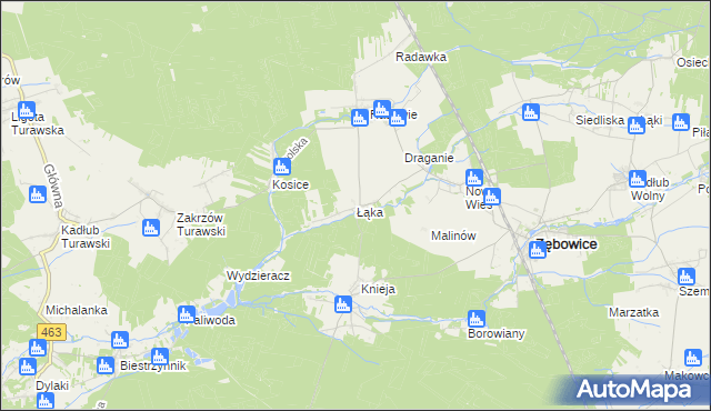 mapa Łąka gmina Zębowice, Łąka gmina Zębowice na mapie Targeo