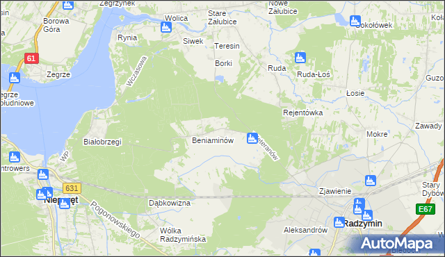 mapa Łąki gmina Radzymin, Łąki gmina Radzymin na mapie Targeo