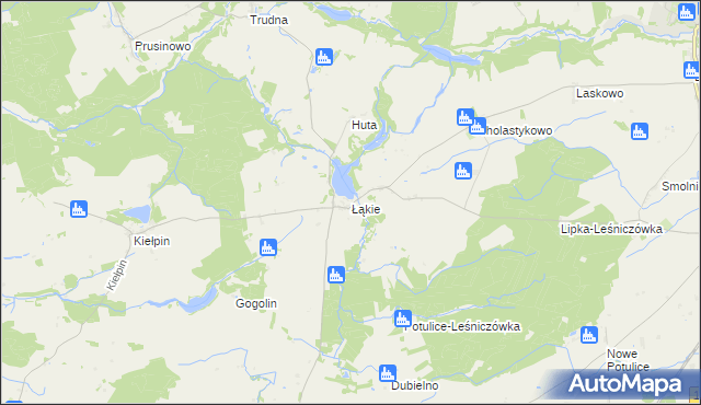 mapa Łąkie gmina Lipka, Łąkie gmina Lipka na mapie Targeo