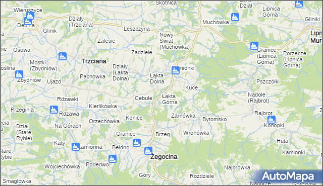 mapa Łąkta Górna, Łąkta Górna na mapie Targeo