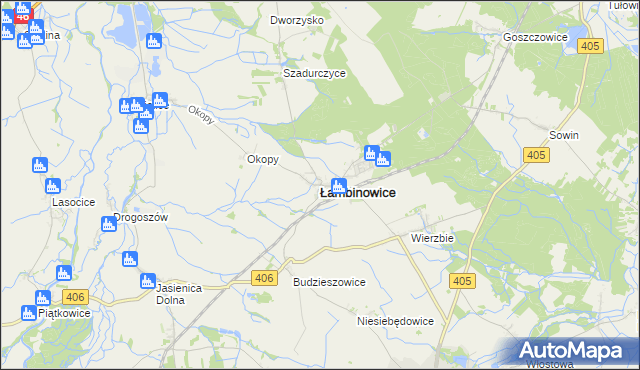 mapa Łambinowice, Łambinowice na mapie Targeo