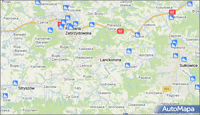mapa Lanckorona, Lanckorona na mapie Targeo