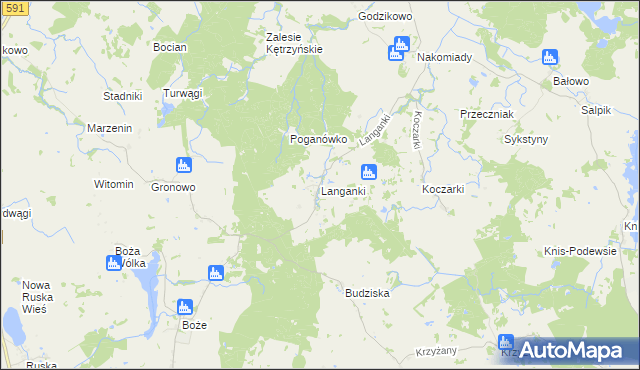 mapa Langanki gmina Kętrzyn, Langanki gmina Kętrzyn na mapie Targeo