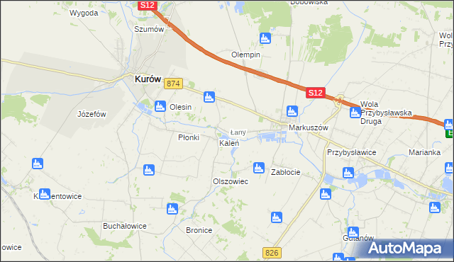 mapa Łany gmina Markuszów, Łany gmina Markuszów na mapie Targeo
