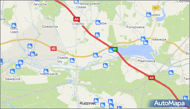 mapa Łany gmina Rudziniec, Łany gmina Rudziniec na mapie Targeo