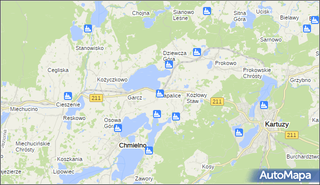 mapa Łapalice, Łapalice na mapie Targeo