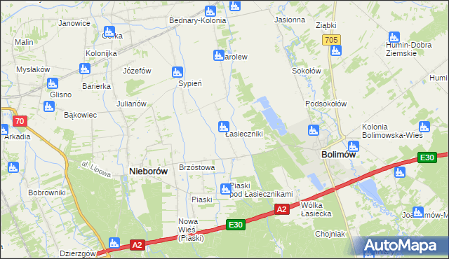 mapa Łasieczniki, Łasieczniki na mapie Targeo