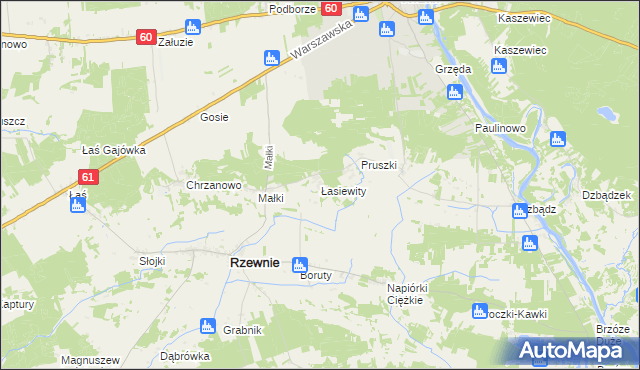 mapa Łasiewity, Łasiewity na mapie Targeo