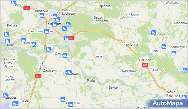 mapa Laski gmina Łochów, Laski gmina Łochów na mapie Targeo