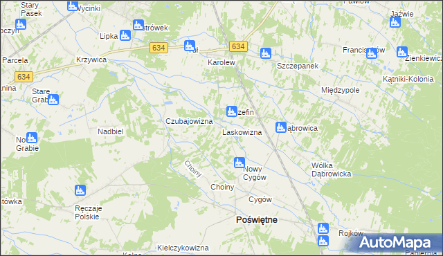 mapa Laskowizna gmina Poświętne, Laskowizna gmina Poświętne na mapie Targeo