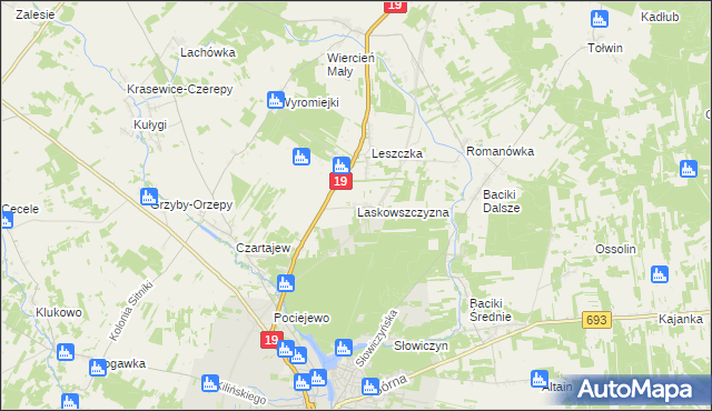 mapa Laskowszczyzna gmina Siemiatycze, Laskowszczyzna gmina Siemiatycze na mapie Targeo