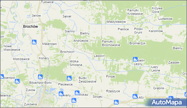 mapa Lasocin gmina Brochów, Lasocin gmina Brochów na mapie Targeo