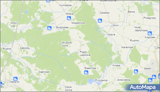 mapa Lasocin gmina Łopuszno, Lasocin gmina Łopuszno na mapie Targeo